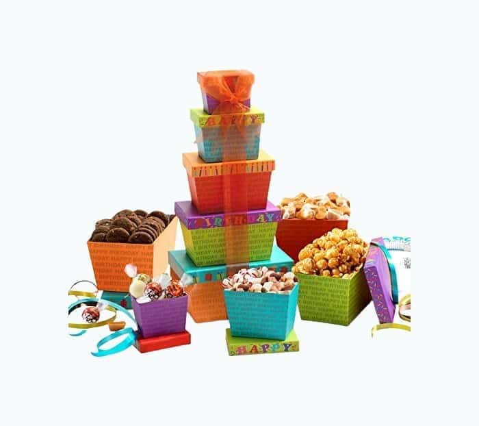 Broadway Basketeers Birthday Celebration Gift Tower