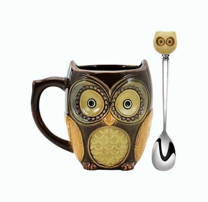 Owl Coffee Mug With Spoon