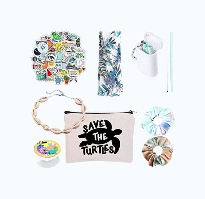 VSCO Girl Stuff - Flask Stickers, Reusable Straw & Teen Accessories Kit