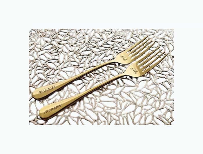 Personalized Gold Forks Set