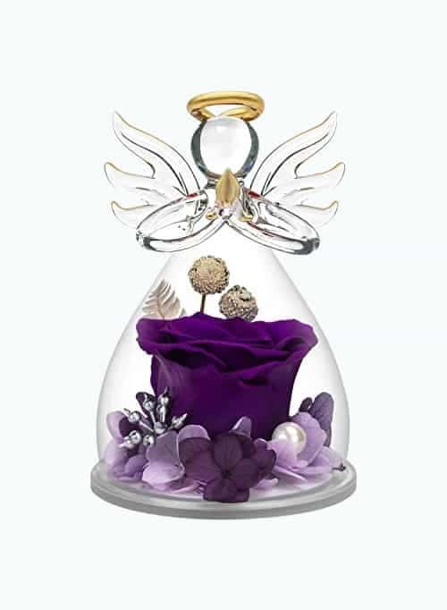 Purple Rose Angel Figurine