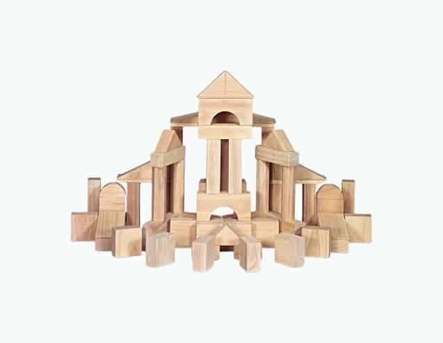 Standard Unit Solid-Wood Building Blocks With Wooden Storage Tray (60 pcs)