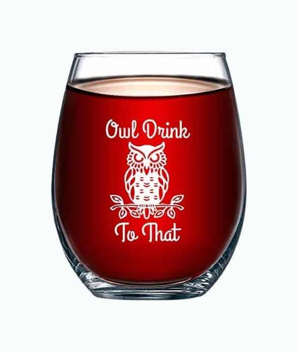 Owl Wine Glass