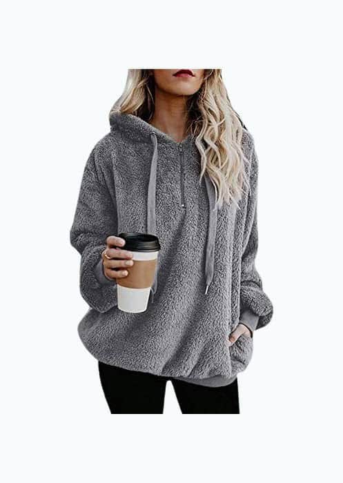 Womens Oversized Sherpa Pullover