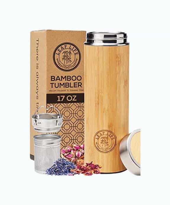 Premium Bamboo Thermos with Tea Infuser & Strainer