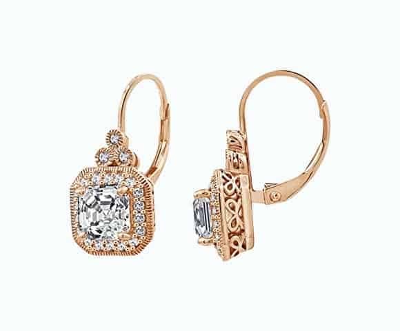 Swarovski Zirconia Asscher-Cut Antique Drop Earrings