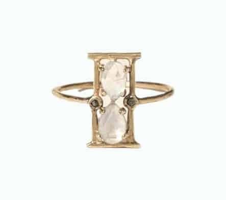 14k Gold Moonstone Hourglass Ring