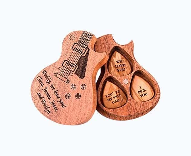 Personalized Wooden Guitar Picks With Case