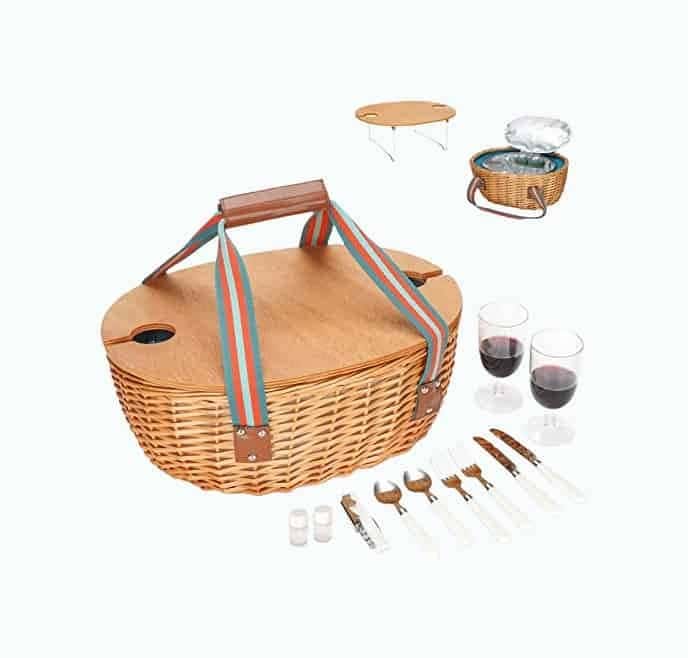 Wicker Picnic Basket For 2