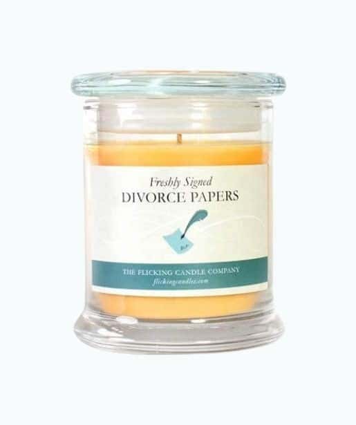 Freshly Signed Divorce Papers Candle