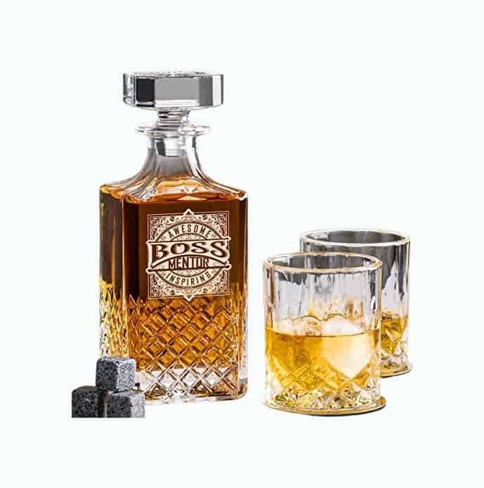 Whiskey Decanter Set Unique Gift for Boss