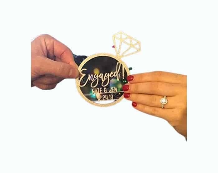 Personalized Wooden Engagement Ornament