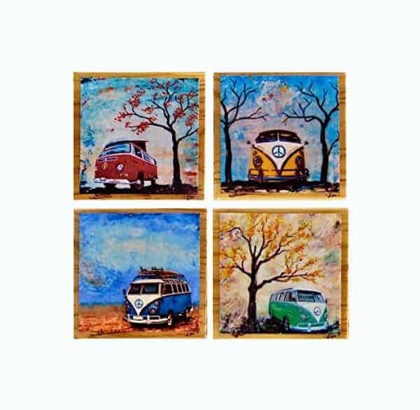 Vintage Bus Coasters Set