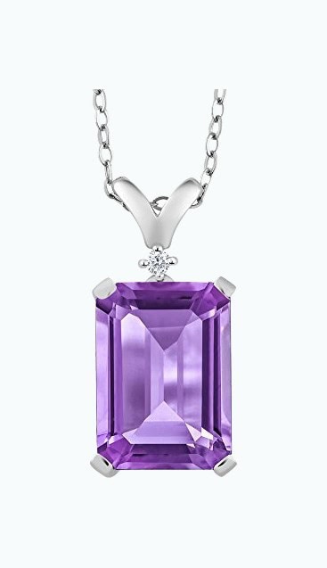 Amethyst and Diamond Pendant Necklace