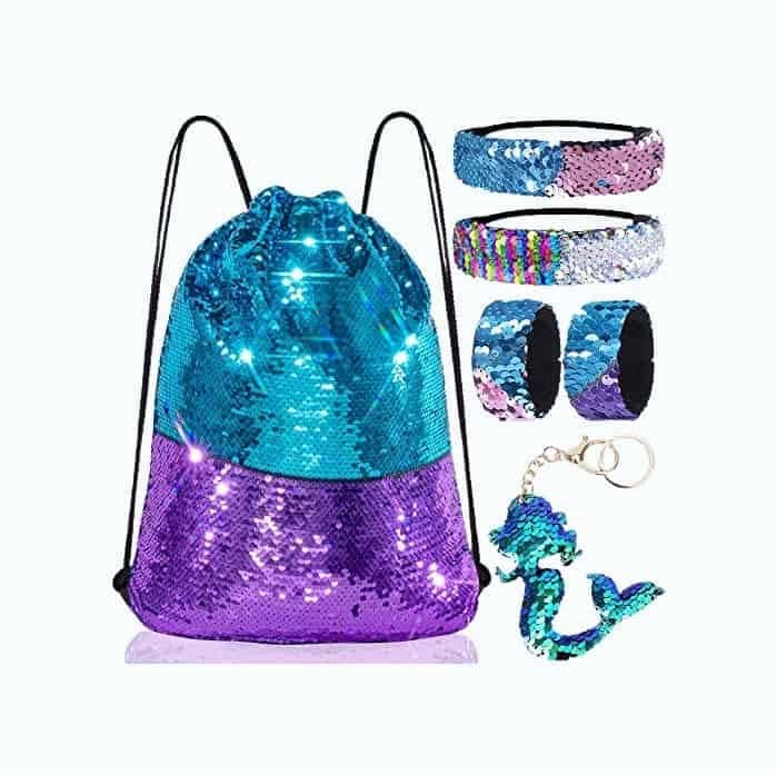 Mermaid Reversible Sequin Drawstring Bag