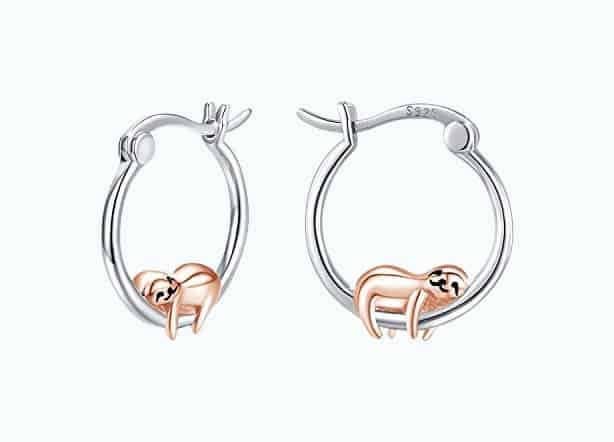 Hypoallergenic Sloth Huggie Hoop Earrings