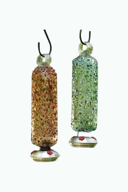 Glass Confetti Hummingbird Feeder