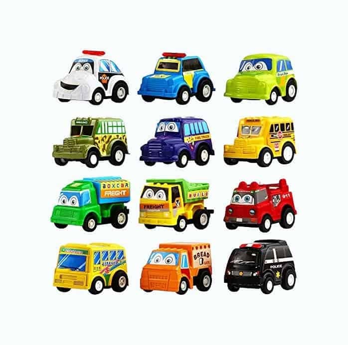 12 Pack Mini Pullback Vehicles