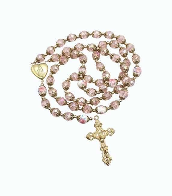 Pink Crystal Rosary Beads