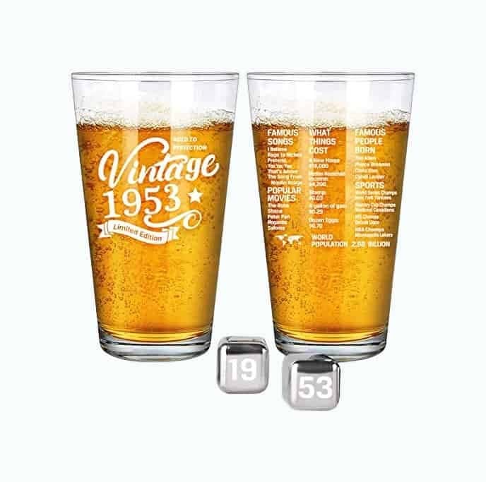 Vintage Birth Year Pint Glass - 70th Birthday Gift for Men