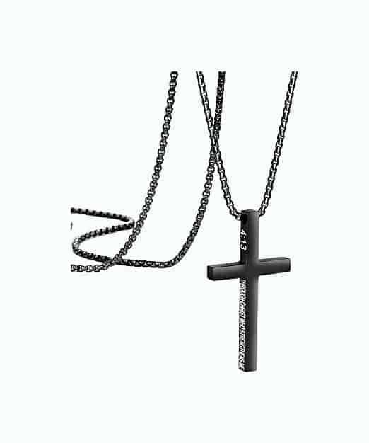 Black Cross Pendant With Verse