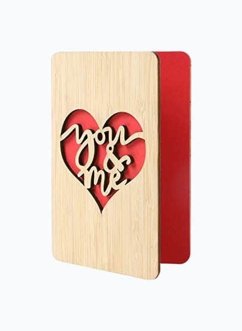 Handmade With Real Bamboo Wood Anniversary Cards