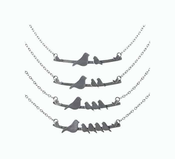 Mother Nestling Birds Necklace