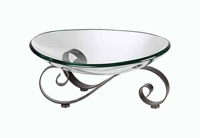 Iron Scroll Stand with Oval Glass Bowl