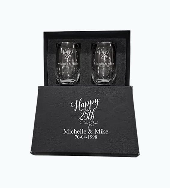 25th Anniversary Wine Glass Set