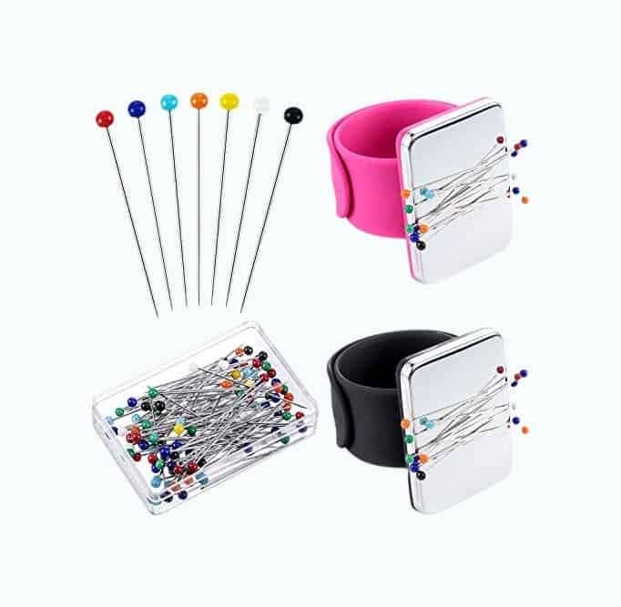 Two Pieces Magnetic Sewing Pincushion Wrist Pin Holder