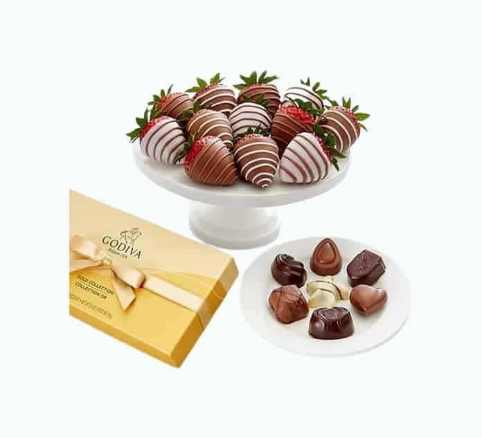 Godiva 8pc Ballotin & Drizzled Strawberries