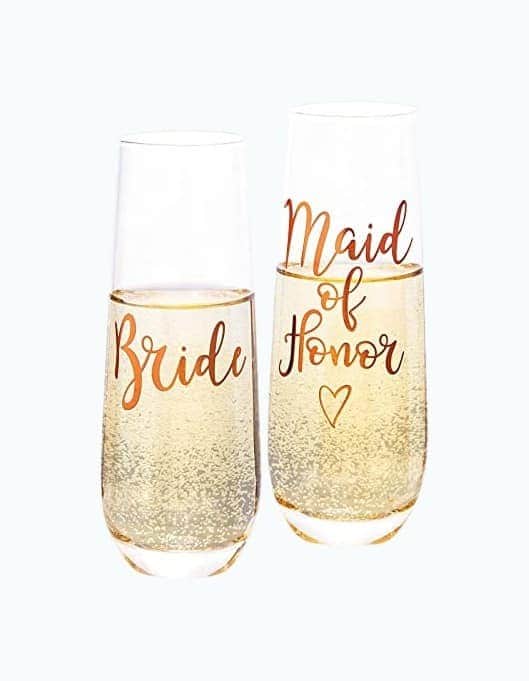 Rose Gold Champagne Wedding Flutes