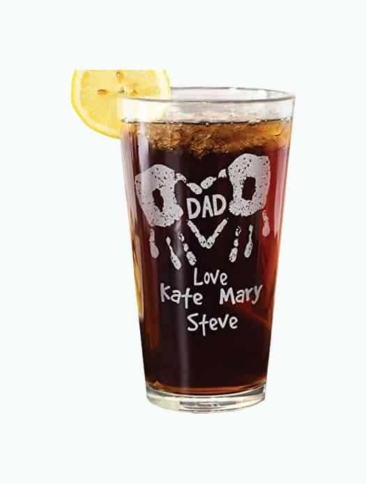 Personalized with Kids Names 16oz Pub Glass for Dad