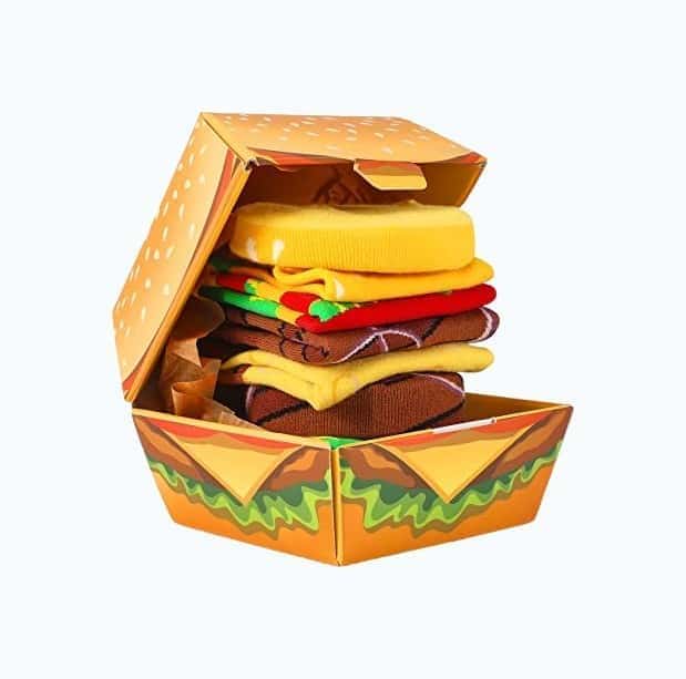 Novelty Burger Socks Box