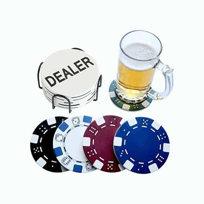 Poker Theme Man Cave Coasters