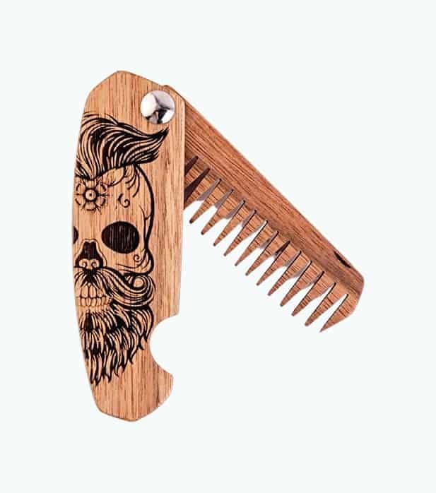 Wooden Folding Pocket Beard Comb for Men