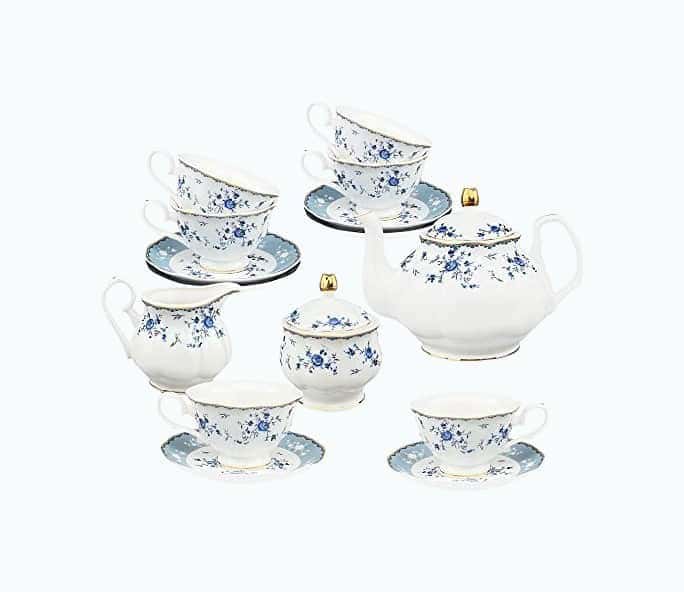 21 Piece Floral Porcelain Tea Set