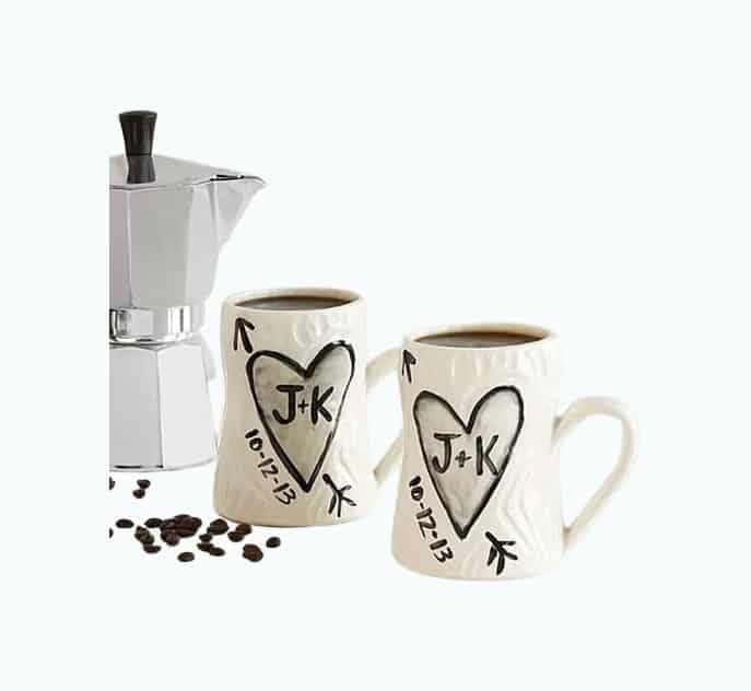 Personalized Porcelain Faux Bois Mug Set