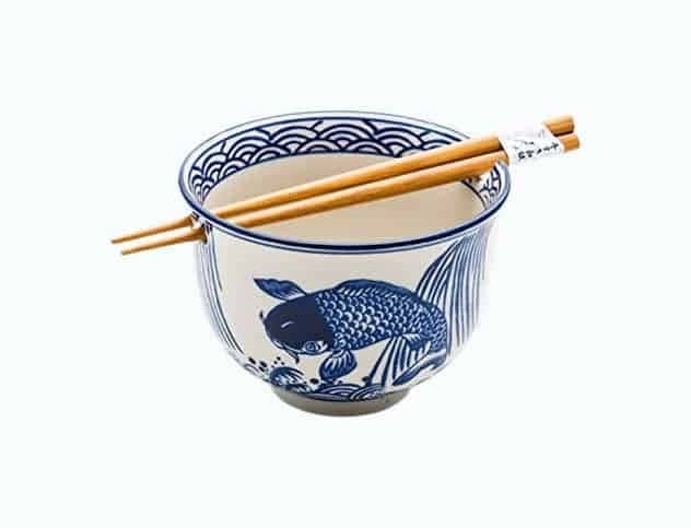 Japanese Ramen Udon Noodle Bowl with Chopsticks Gift Set