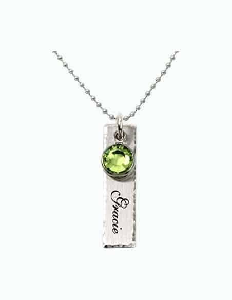 Single Edge-Hammered Personalized Charm Necklace