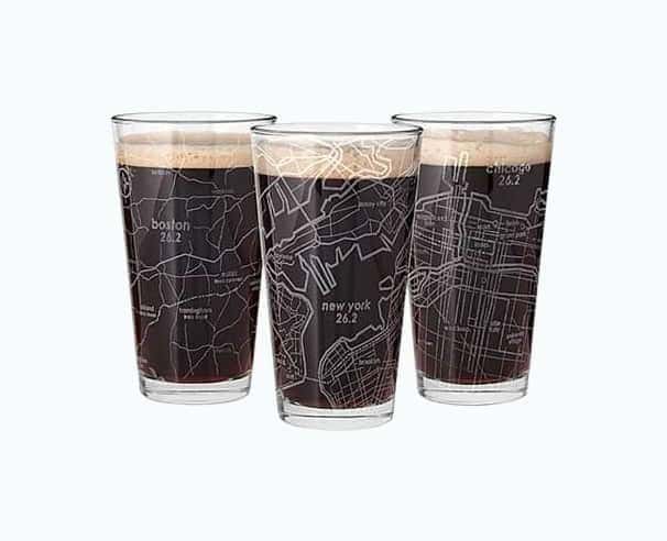 Etched Marathon Pint Glass