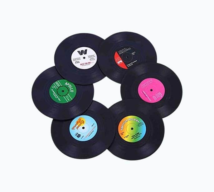 Retro Vinyl Record Coasters Set