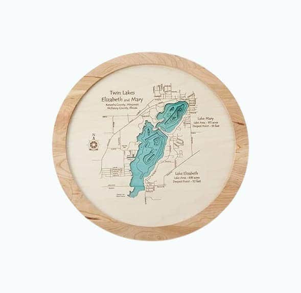 Lake Topography Art Lazy Susan