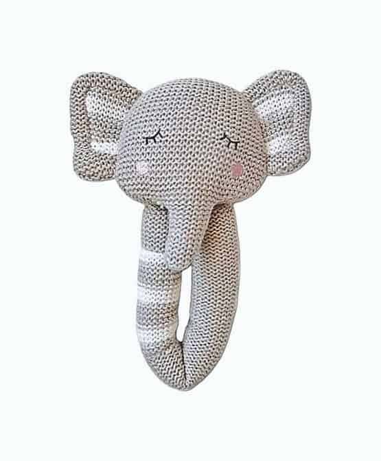 Living Textiles Elephant Knit Rattle