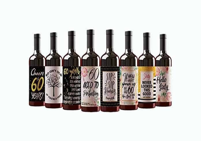 60th Birthday Wine Bottle Labels