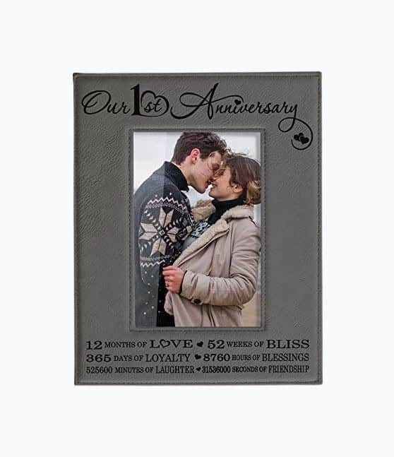 Our First Anniversary Engraved Leather Picture Frame