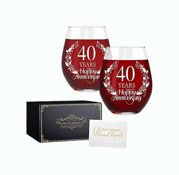 40th Anniversary Wine Glass Set