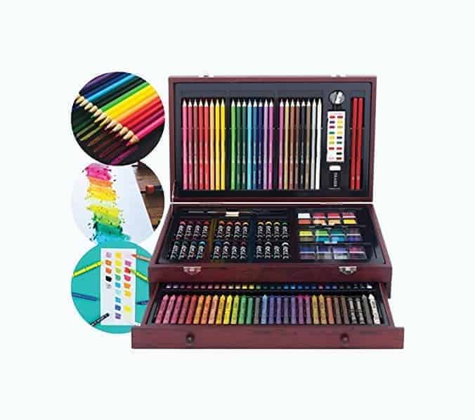 142 Pc Art Set With Wood Carrying Case