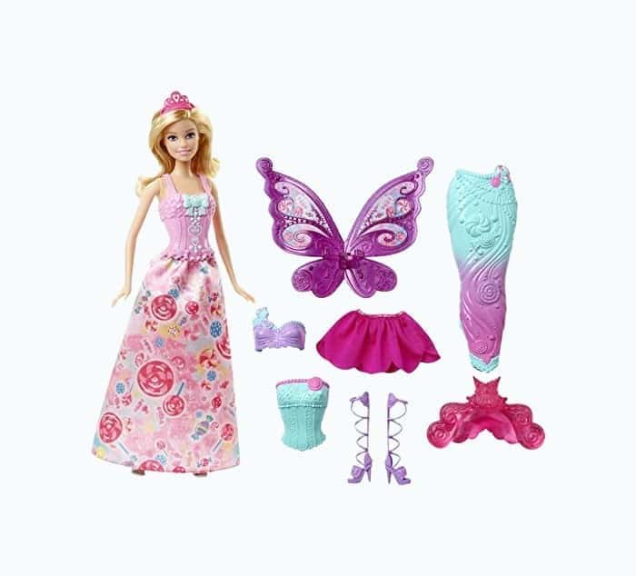 Barbie Doll With Outfits For 3 Fairytale Characters