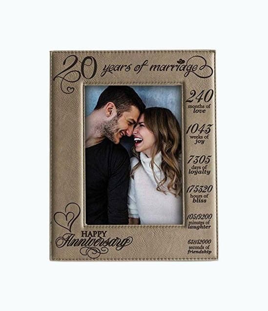 20th Anniversary- Engraved Leather Picture Frame